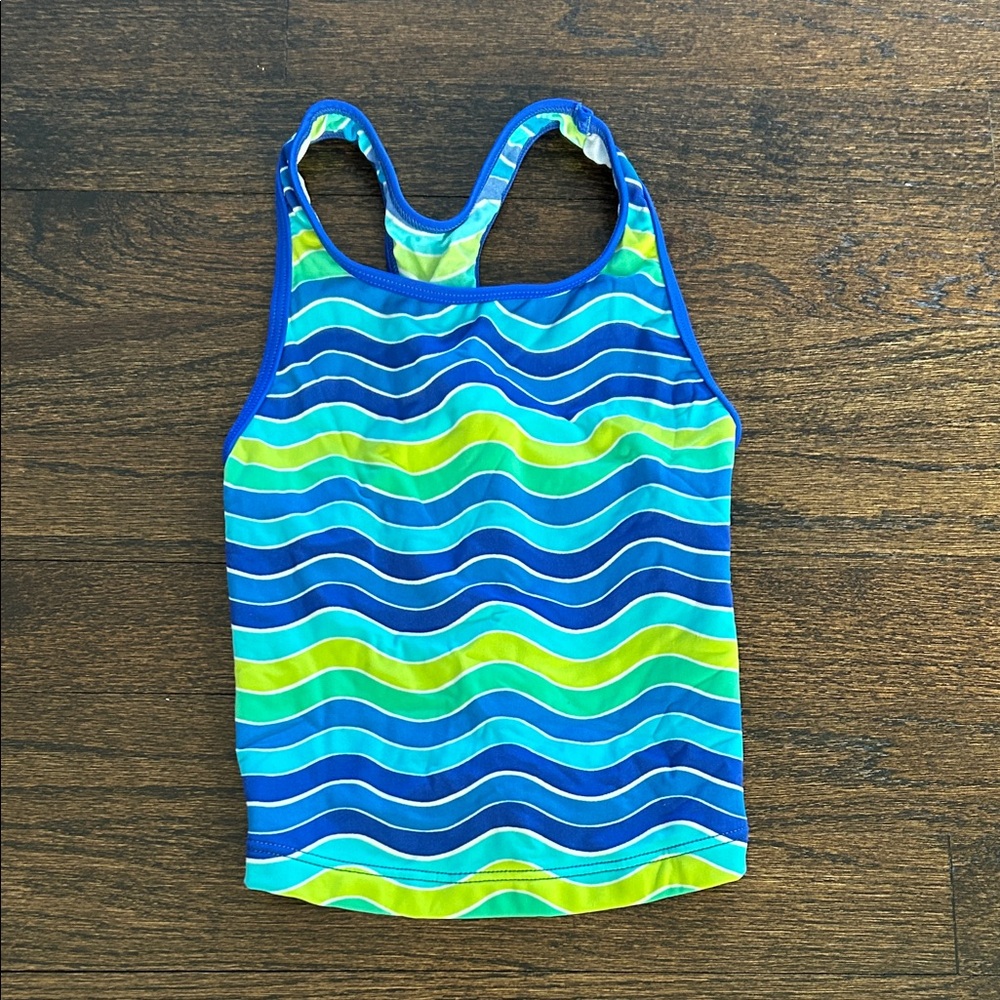 Speedo Girls Vibrant Blue and Green Swim Tank Size 6